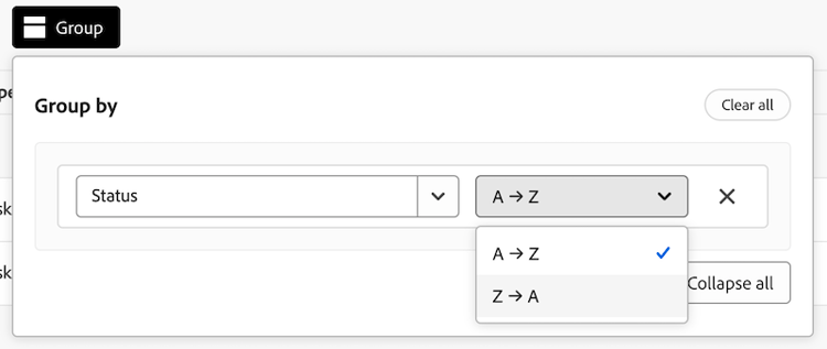 グループでの並べ替え
