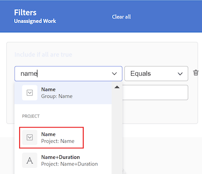 フィールドの検索