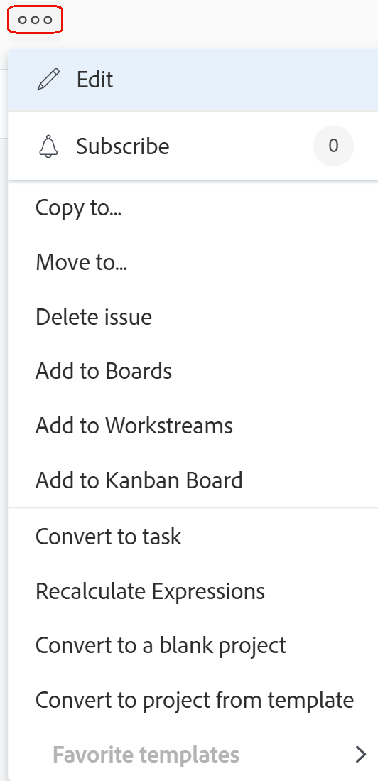 問題の詳細メニュー