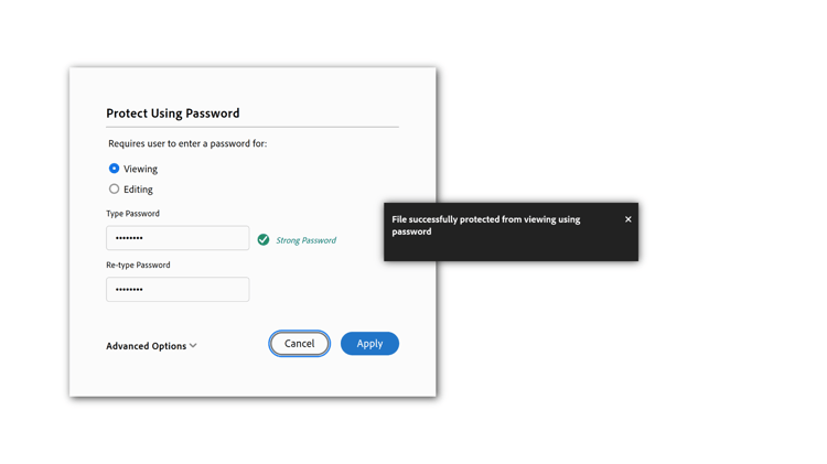 ​ パスワードを保護ダイアログのスクリーンショット ​