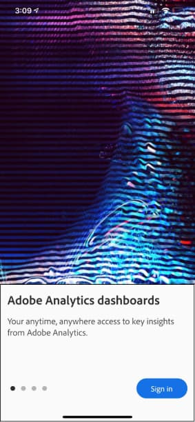 Adobe Analytics 대시보드 시작 화면