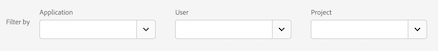 응용 프로그램, 사용자, 프로젝트 필드를 보여주는 필터 옵션의 스크린샷