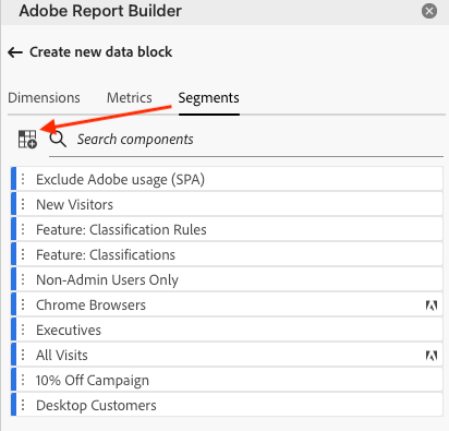 셀 아이콘에서 세그먼트를 만듭니다.