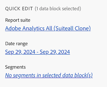 Report Builder의 빠른 편집 패널