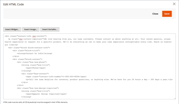 콘텐츠 차단 - HTML 코드 편집