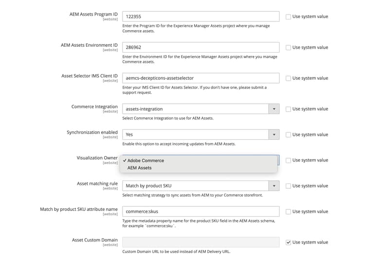 AEM Assets 통합 시각화 소유자 기능