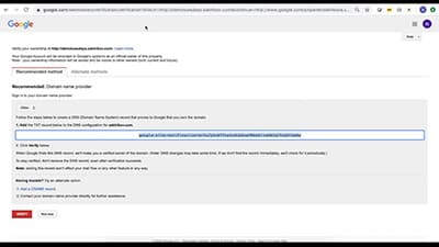 Google TXT 레코드 관리(비디오)