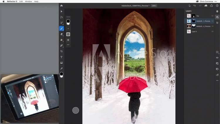 Adobe을 사용하여 고유한 합성 이미지 만들기 Stock 및 iPad용 Photoshop