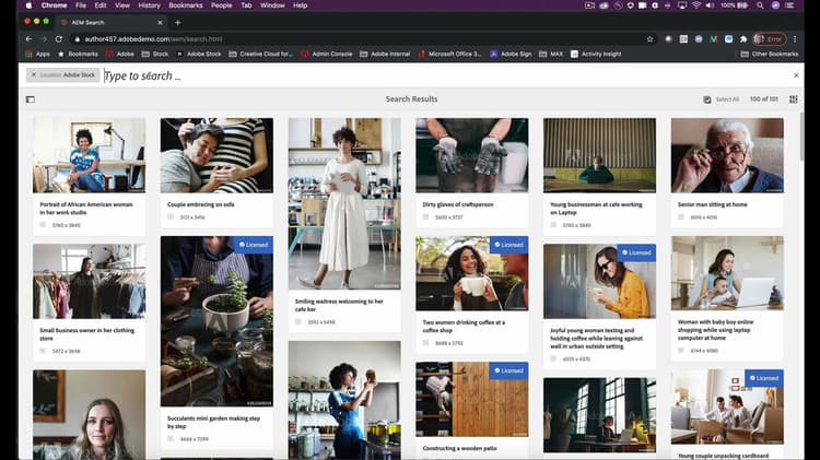 AEM에서 Stock 에셋 검색 및 라이선스 부여