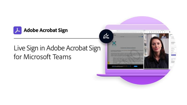 다음에 대한 Adobe Acrobat Sign의 라이브 서명 Microsoft Teams