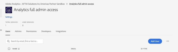 Analytics 전체 관리자 액세스