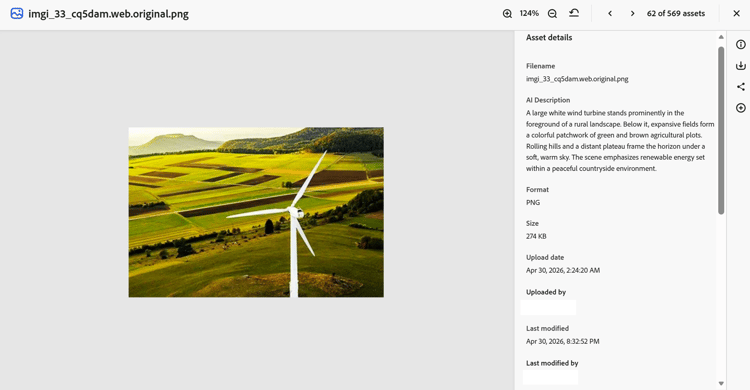 Content Hub의 자산 속성