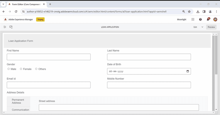 적응형 양식에서 여러 조각 사용