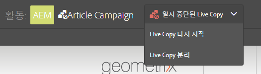 Live Copy 다시 시작