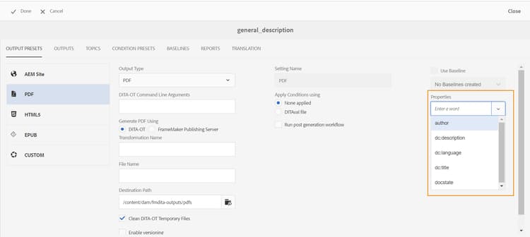 DITA-OT 메타데이터