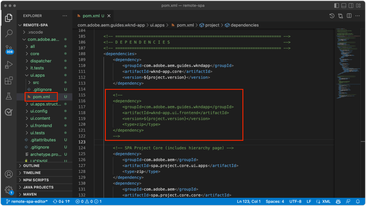 ui.apps에서 ui.frontend 종속성 제거