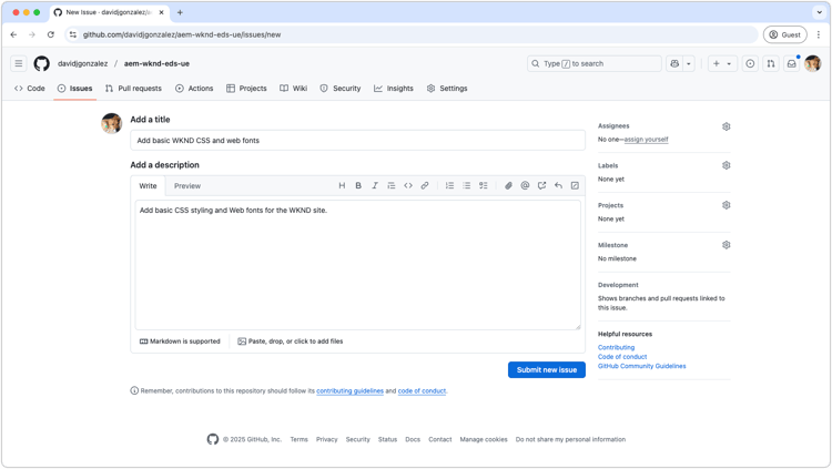 GitHub 새 문제 만들기
