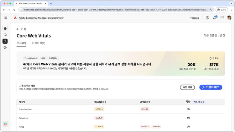 핵심 웹 바이탈 기회