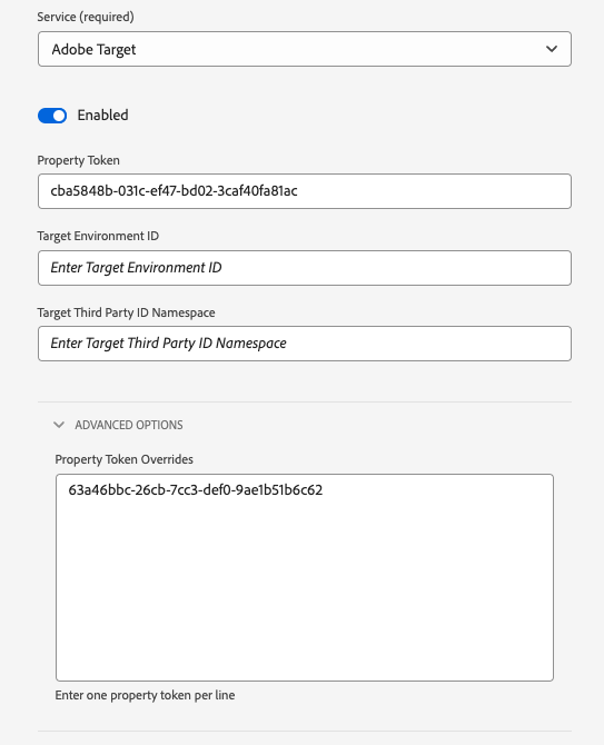 Adobe Target 데이터스트림 설정.