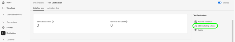 마케팅 작업 편집 옵션을 표시하는 Experience Platform UI 이미지입니다.