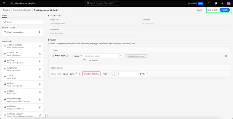 Save as draft 및 Publish 단추가 강조 표시되어 있습니다.
