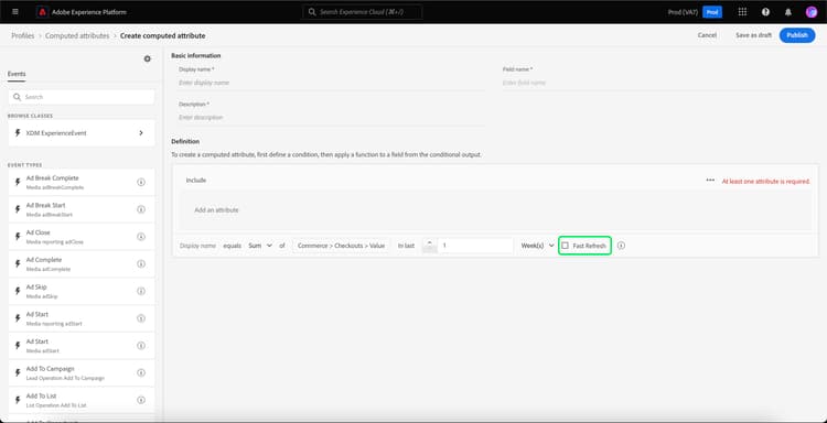 Fast Refresh 확인란이 강조 표시되어 있습니다.