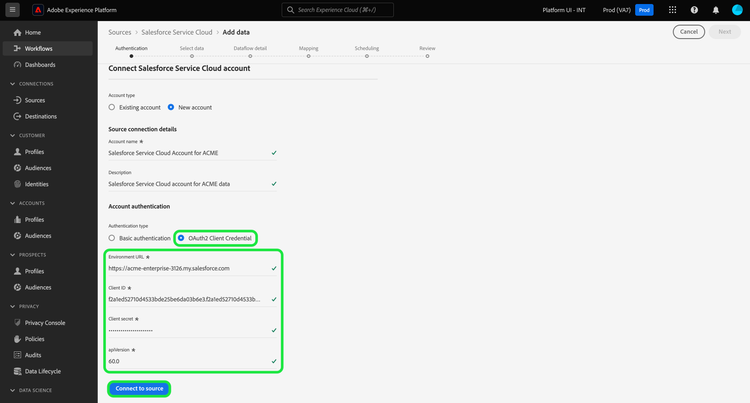 Salesforce 계정 생성을 위한 OAuth 인터페이스입니다.