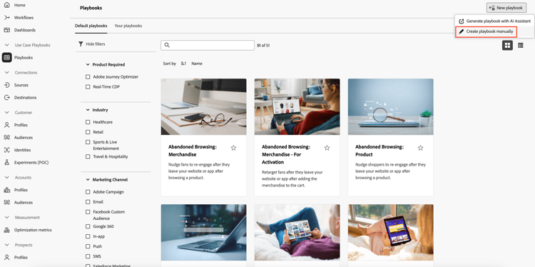 플레이북을 빈 템플릿에서 시작하는 플레이북 수동으로 만들기 옵션입니다.