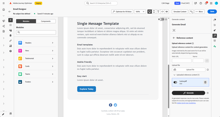 브랜드 자산 업로드 단추가 있는 브랜드 자산 섹션