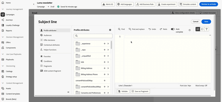 개인화 편집기의 새로운 기능을 보여 주는 비디오