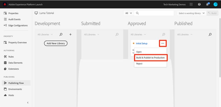 Build Publish to Production 클릭