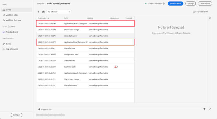 Platform Edge으로 전송된 라이프사이클 유효성 검사