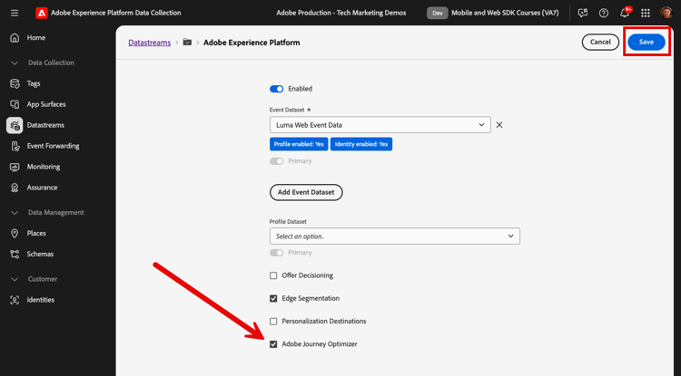 AJO 확인란 선택