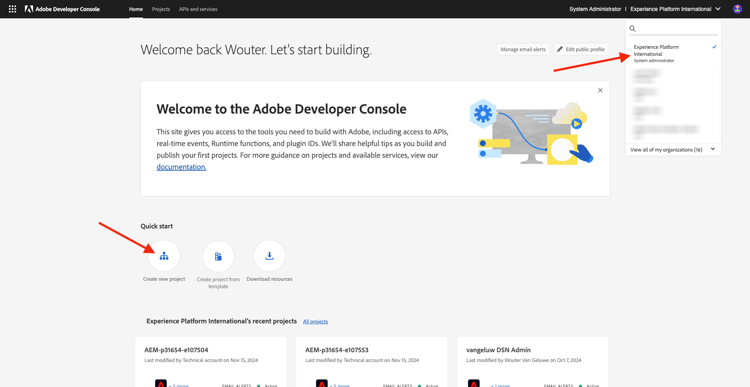Adobe I/O 새 통합