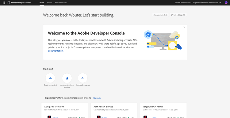 Adobe I/O 새 통합