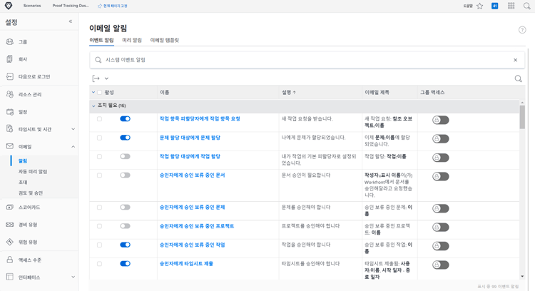 이메일 알림 창