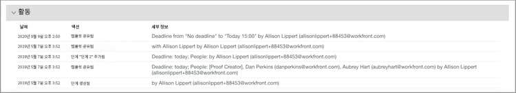 교정 활동 목록