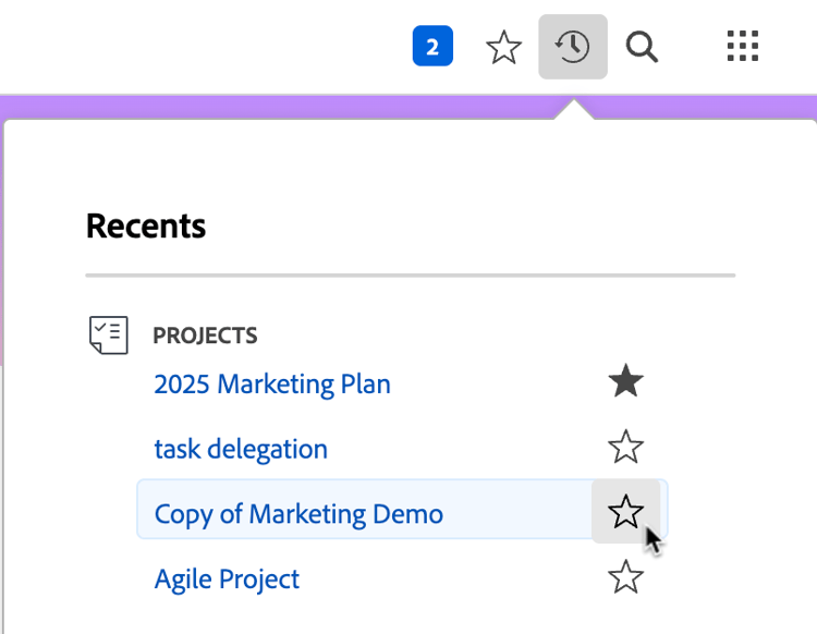 최근 항목 즐겨찾기