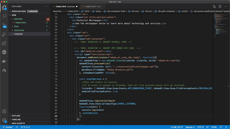 Screenshot van de code voor het laden van de pagina