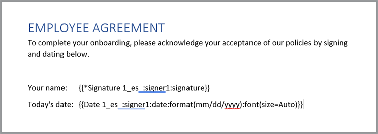 Screenshot van document met Sign-tags