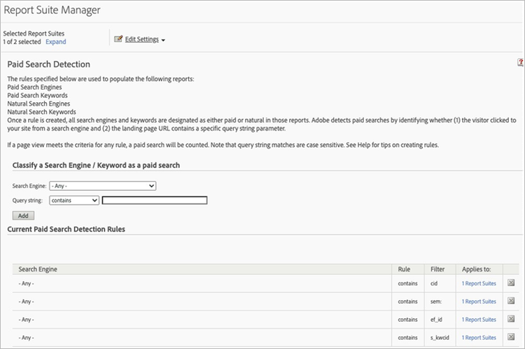 Voorbeeld van een regel voor betaalde zoekopdracht in Analytics