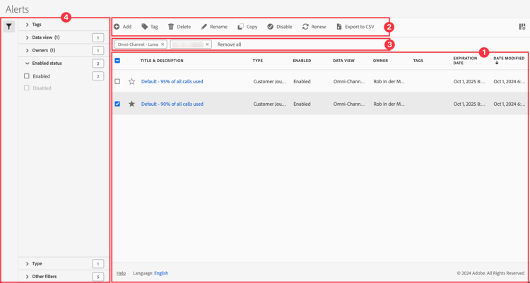 de interface van Filters