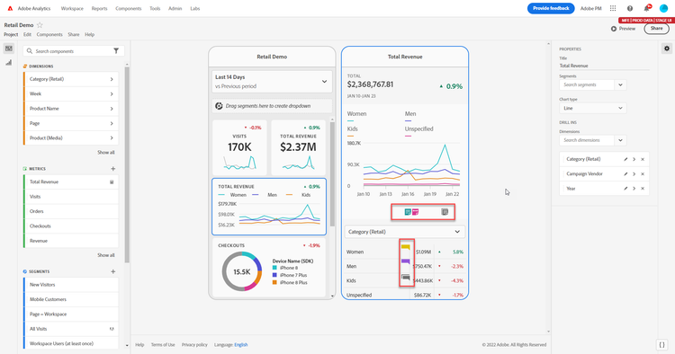 Scorecard Builder markeert de annotatiepictogrammen.