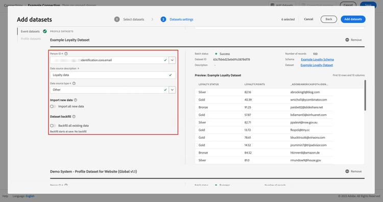 Gegevenssets configureren