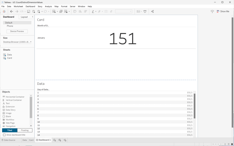 Dashboard 1 van de Desktop van Tableau