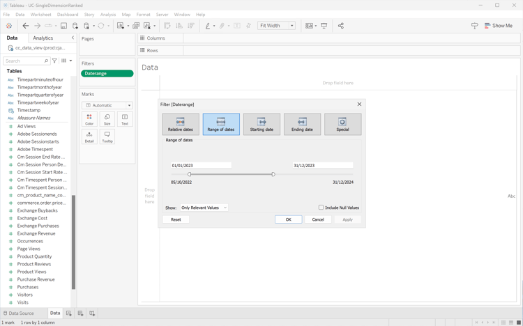 de Filter van de Desktop van Tableau