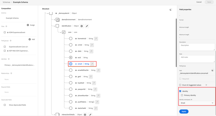 specificeer e-mail als identiteit