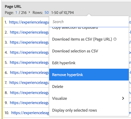 Hyperlink verwijderen uit een dimensie