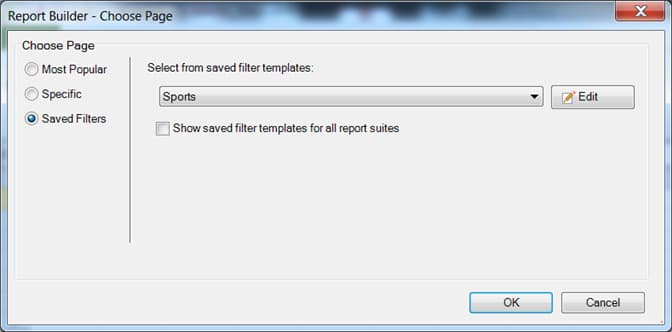 Schermafbeelding van de Choose vorm van de Pagina en opties voor de meeste Populaire, Specifieke, en Bewaarde paginas van Filters.