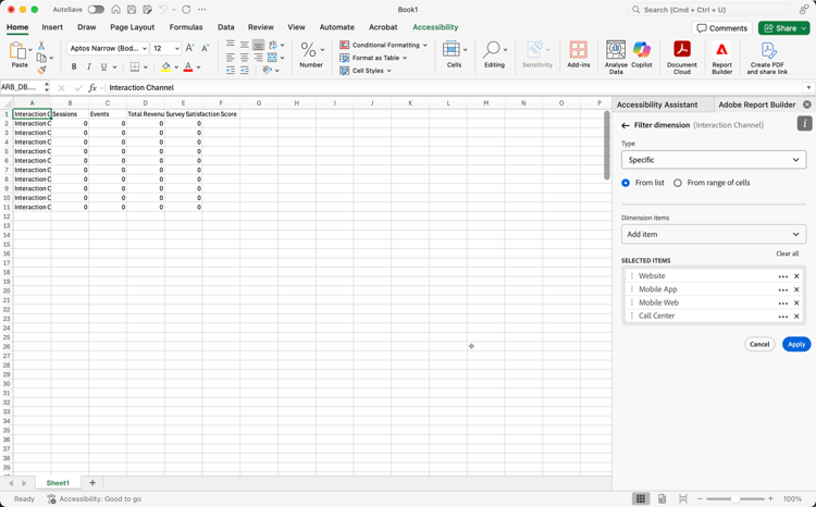 ​ de Specifieke opties en de geselecteerde punten.